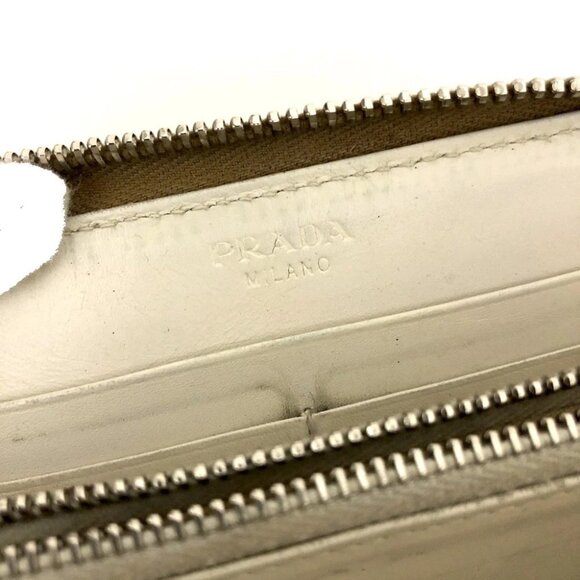 PRADA Logo Jacquard Canvas Zip Around Long Wallet Beige/7BH0711 - Picture 7 of 7